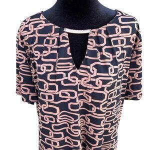 ALWAYS INDIGO Short Sleeve Print top, Women's size 2X